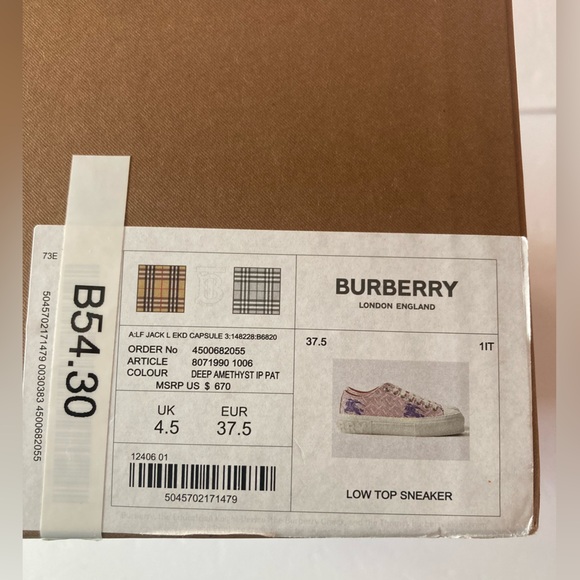 Burberry SZ 7.5 Pink Women's lace up Sneakers Equestrian Knight design - Picture 13 of 16